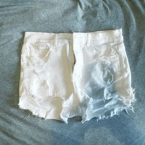 Express Womens white “Shortie high rise” denim shorts